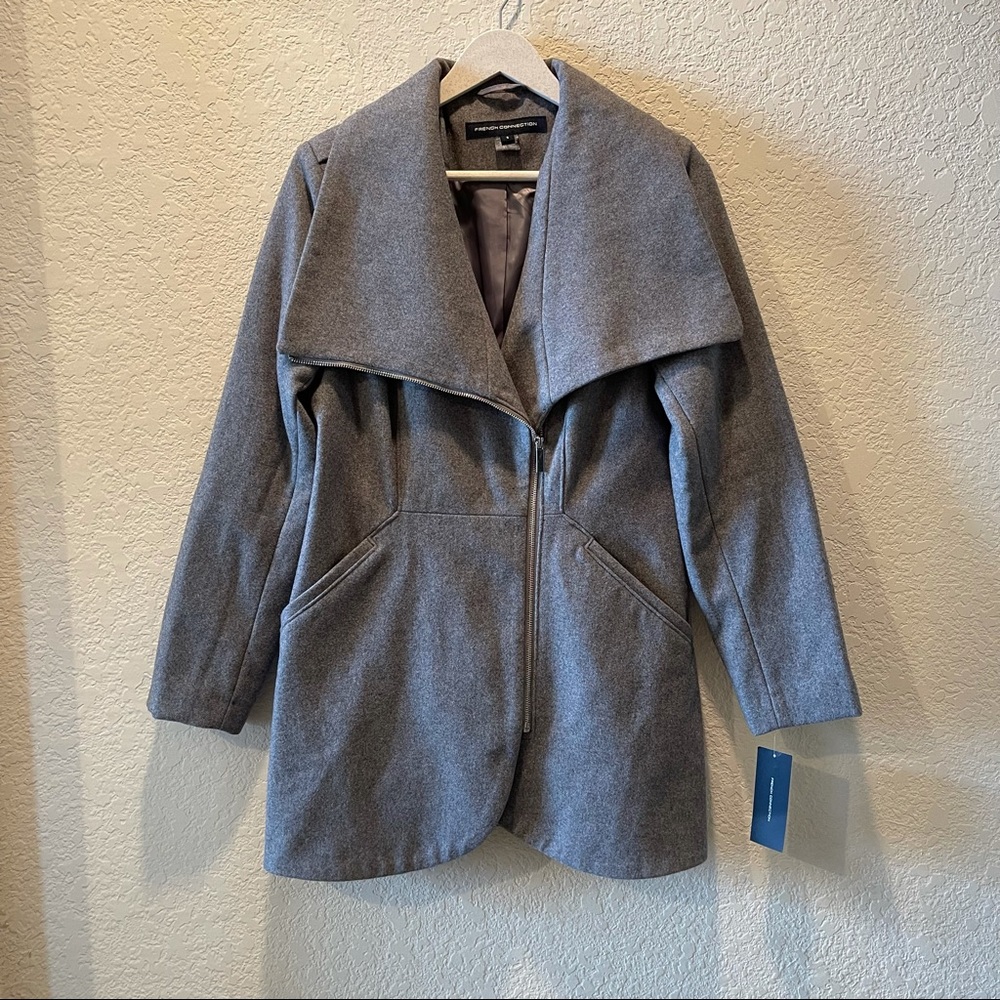 French Connection women grey wool blend coat, S